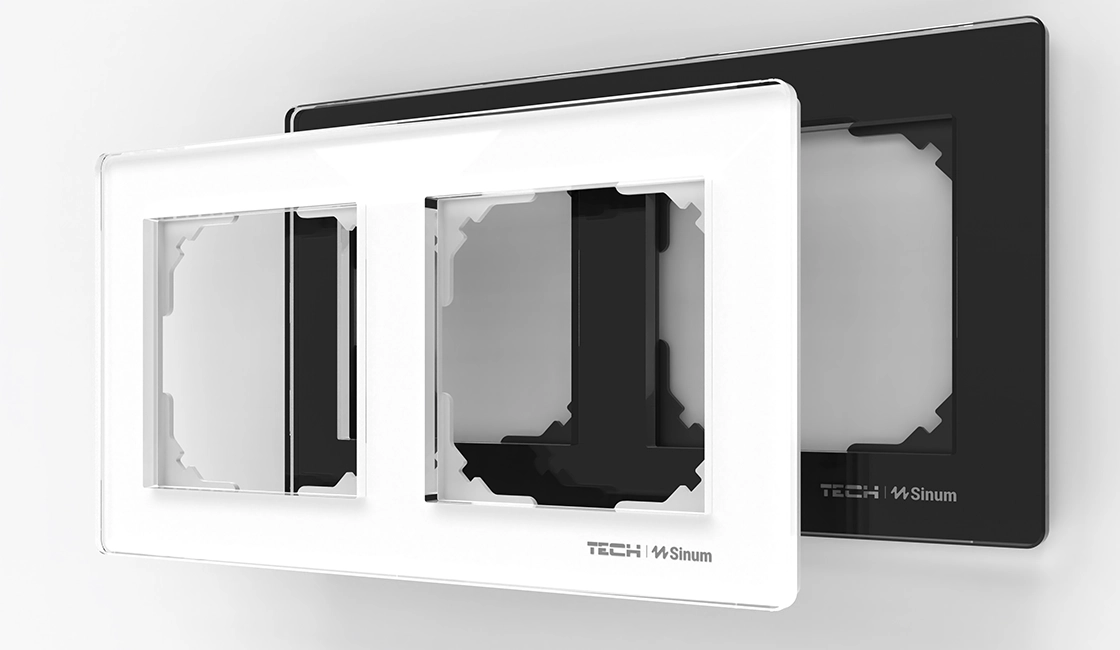 Стеклянная рамка двойная SINUM FG-02, для выключателей серии Frame, черный