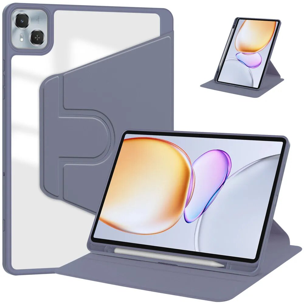 Чехол для Tecno MegaPad SE 11 /Техно МегаПад SE 11" , Чехол с отделением для ручки и вращающейся подставкой, искусственная кожа + прозрачный акрил