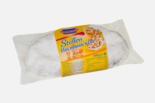 Изображение товара Кекс KuchenMeister постный штоллен с изюмом и цукатами апельсина и лимона, Германия, 500г