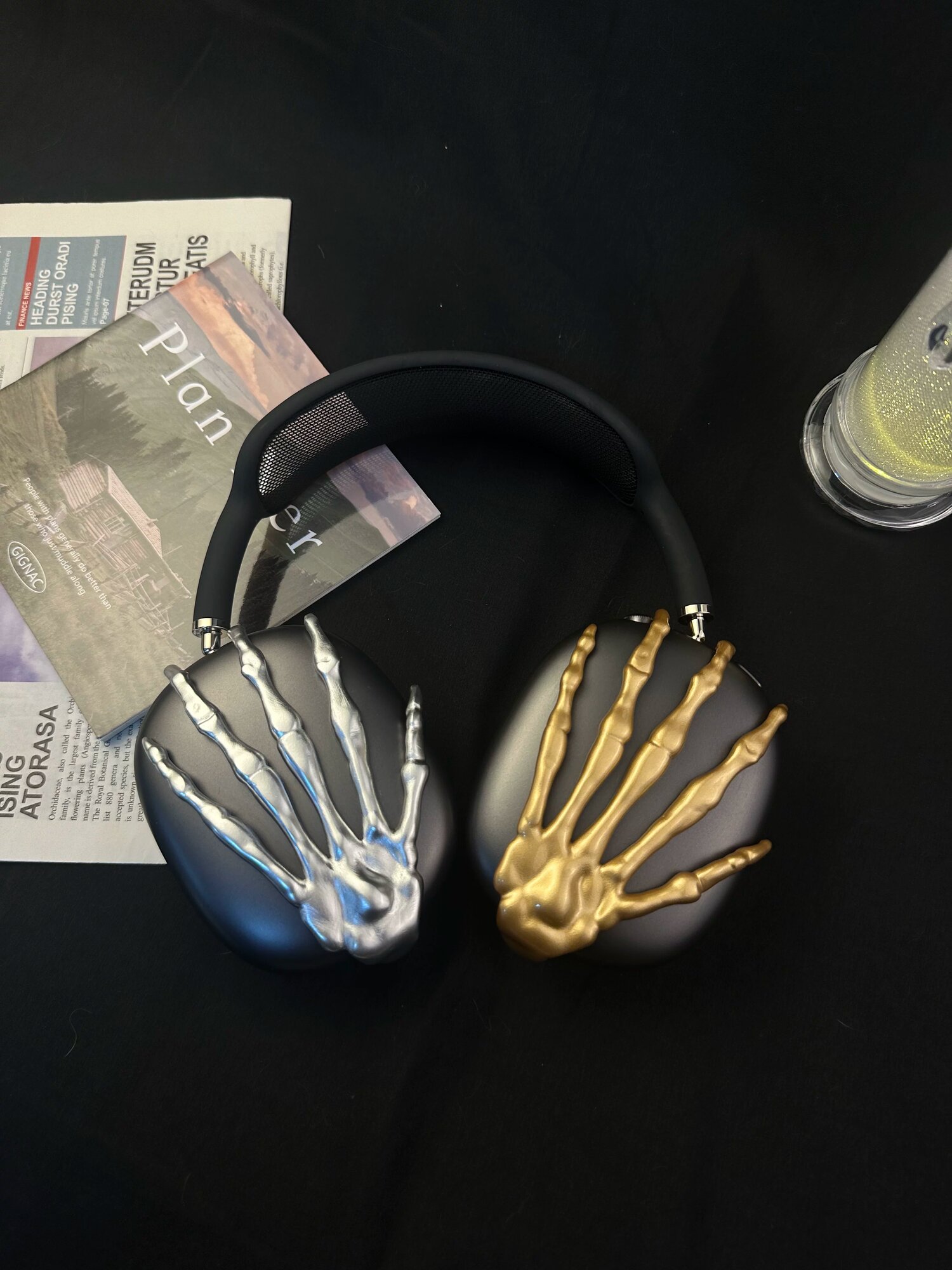 Золотой костяной коготь скелет чехол для AirPods Max 1/2, 3D печать, для одной пары, ретро винтажная защита