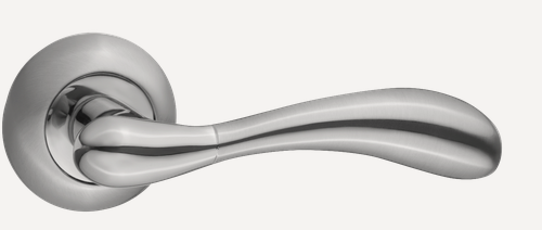 Изображение товара Ручка дверная межкомнатная на круглой розетке Розаро, никель матовый/никель блестящий