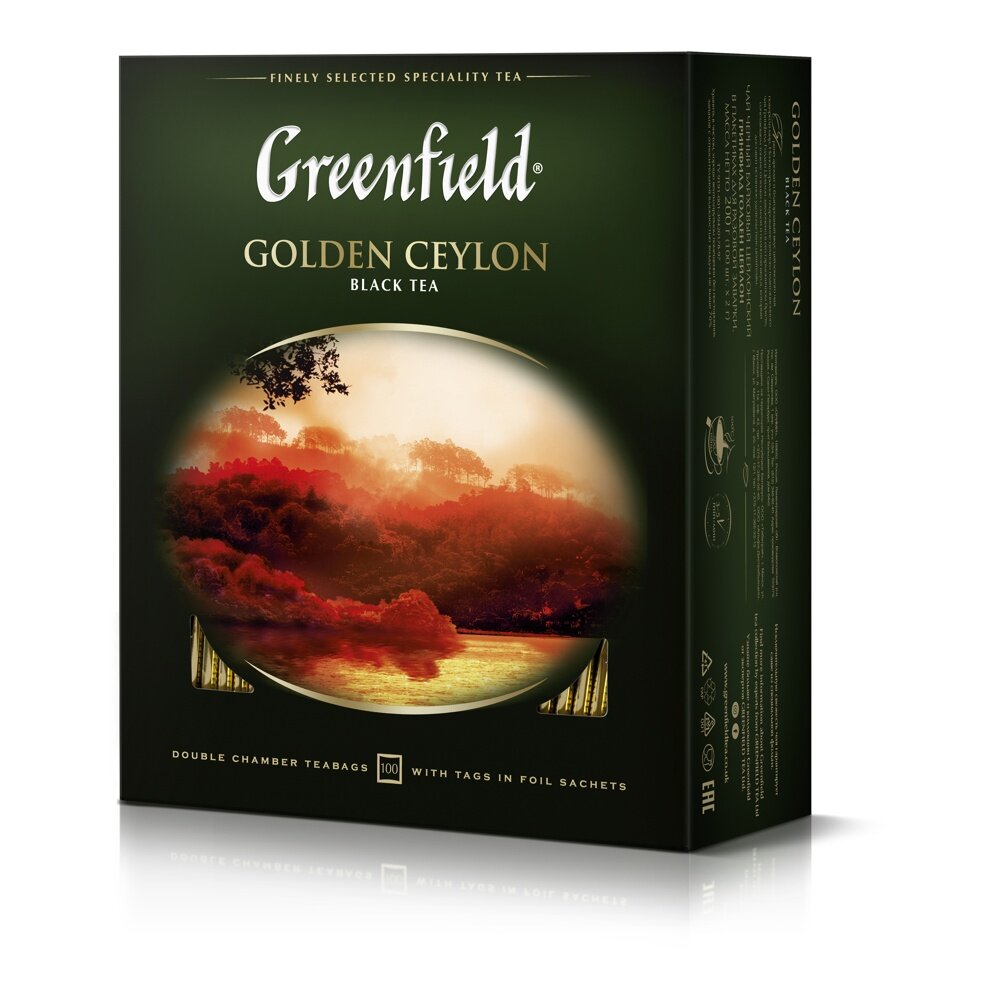 Чай черный Greenfield Золотой Цейлон (Golden Ceylon) 100 пакетиков 200 г