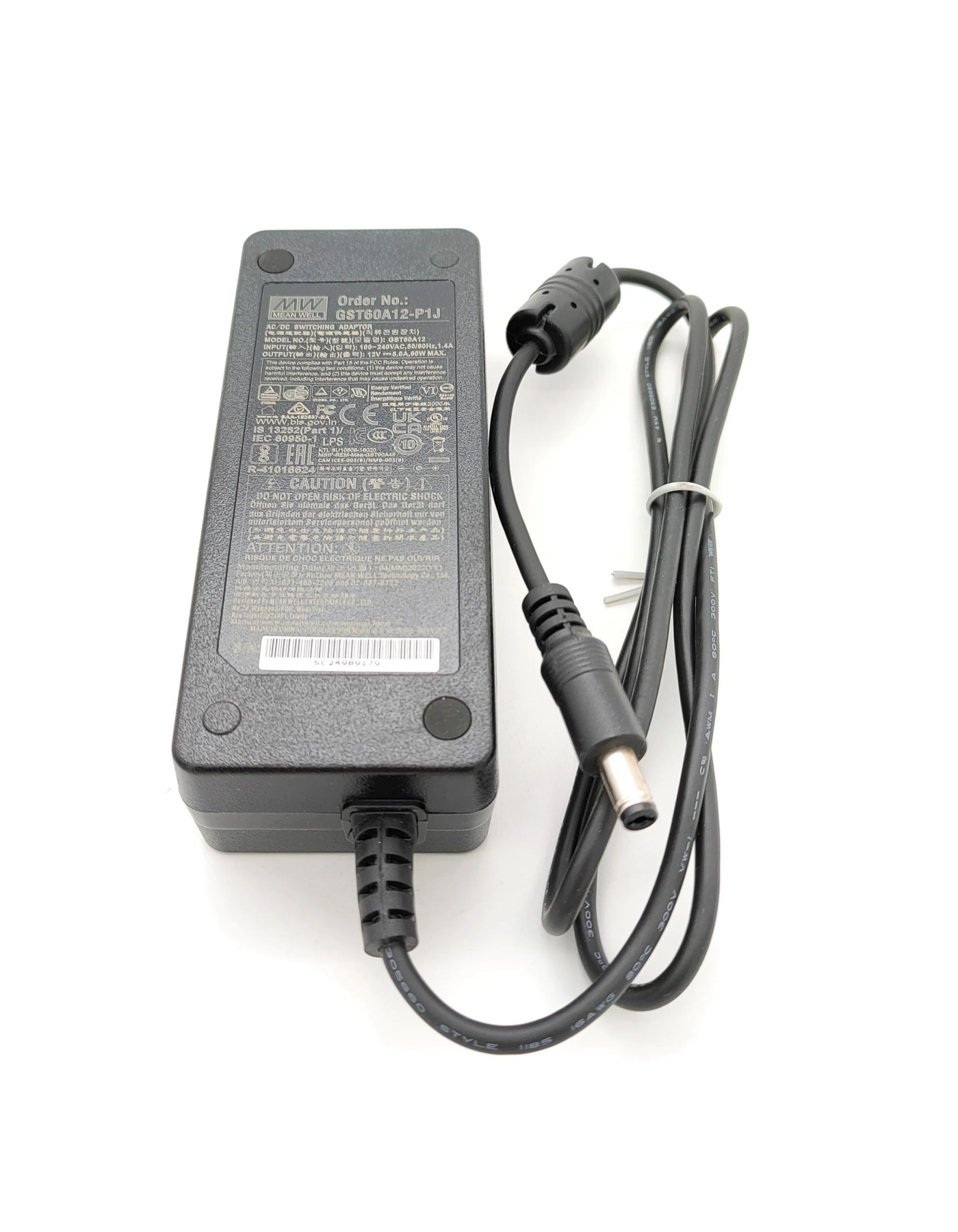 Адаптер сетевой Mean Well GST60A12-P1J, 60Вт, пластик, черный