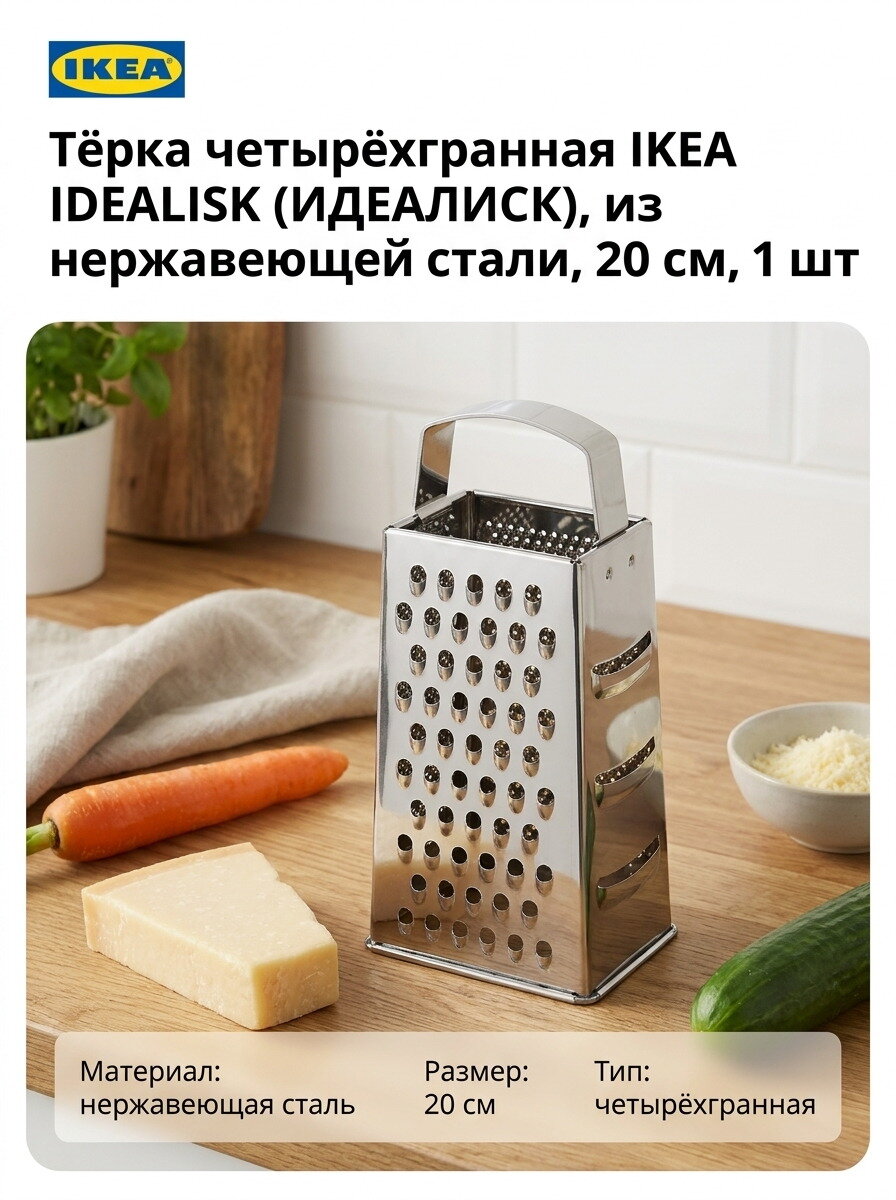 Тёрка четырёхгранная IKEA IDEALISK (идеалиск), из нержавеющей стали, 20 см, 1 шт