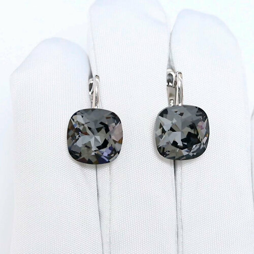фото Серьги diamant online, серебро, 925 проба, родирование, кварц, длина 1.8 см, , серый