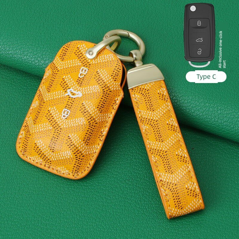 Кейс для ключей Volkswagen с браслетом - стиль C, лимонно-желтый для автомобильных ключей, премиум регулируемый ремешок