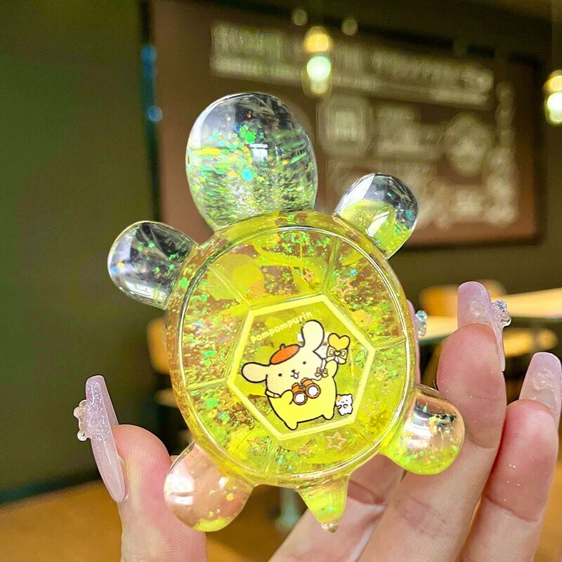Фигурка черепахи с неоновым песком от Sanrio, 10 см высота, желтый цвет, декоративная игрушка
