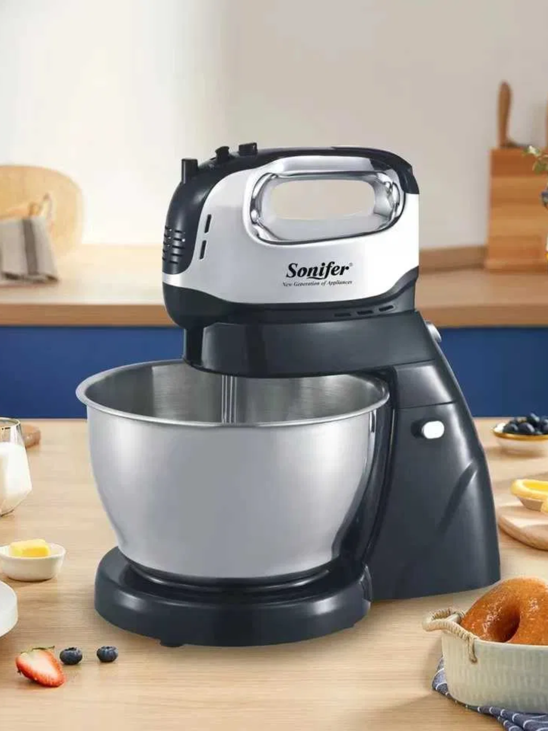 Миксер Sonifer SF-7008, ручной, 5 скоростных режимов, нержавеющая сталь, серебристый