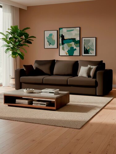 Изображение товара Диван Ливерпуль Лайт Velutto 24 NOW 230x94x80 см, коричневый Велютто, еврокнижка Фиеста