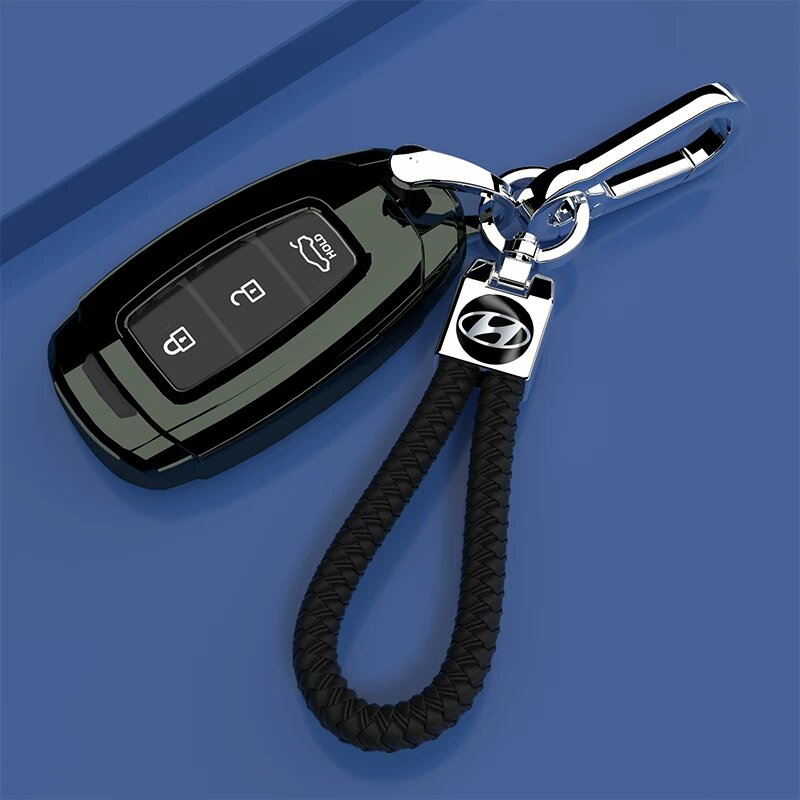 Чехол для ключа Hyundai Elantra 2025 7-е поколение с вязаным кольцом, черный цвет для универсальной установки