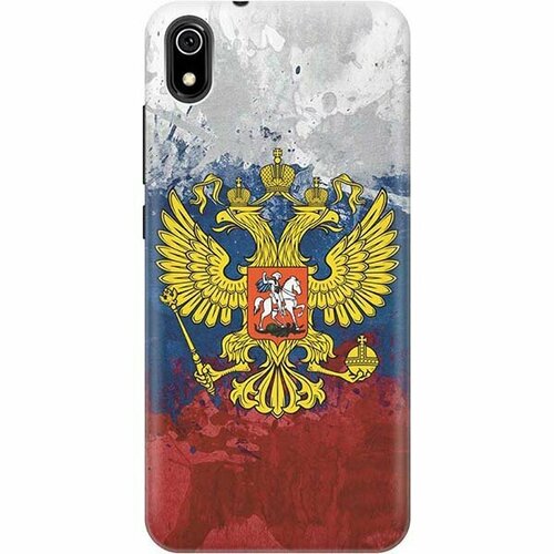 фото Ультратонкий силиконовый чехол-накладка для xiaomi redmi 7a с принтом "герб и флаг рф" slvgo