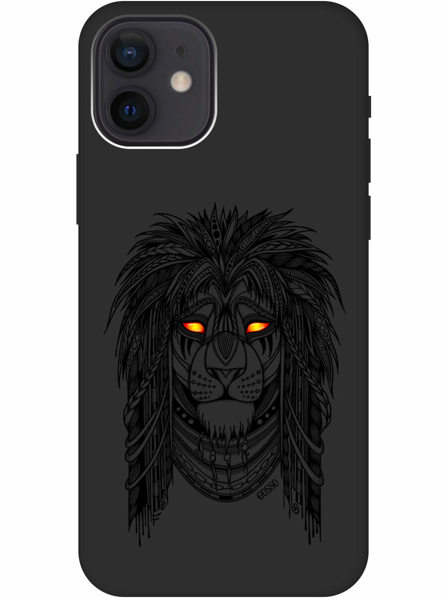 Силиконовый чехол на Apple iPhone 12 / 12 Pro / Эпл Айфон 12 / 12 Про с рисунком "Grand Leo" Soft Touch черный