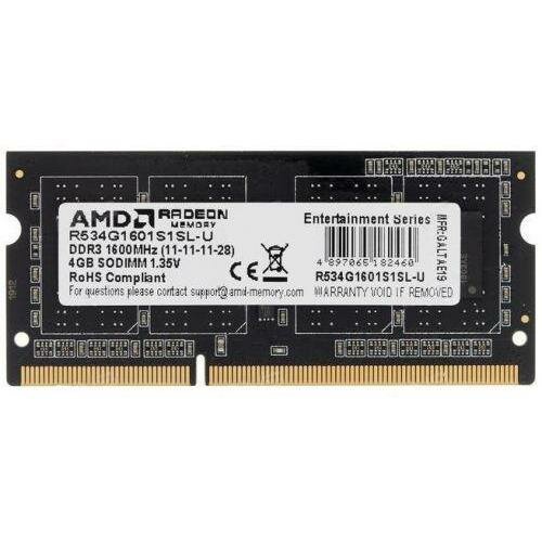 Оперативная память для ноутбука AMD R534G1601S1SL-U SO-DIMM 4Gb DDR3L 1600 MHz R534G1601S1SL-U