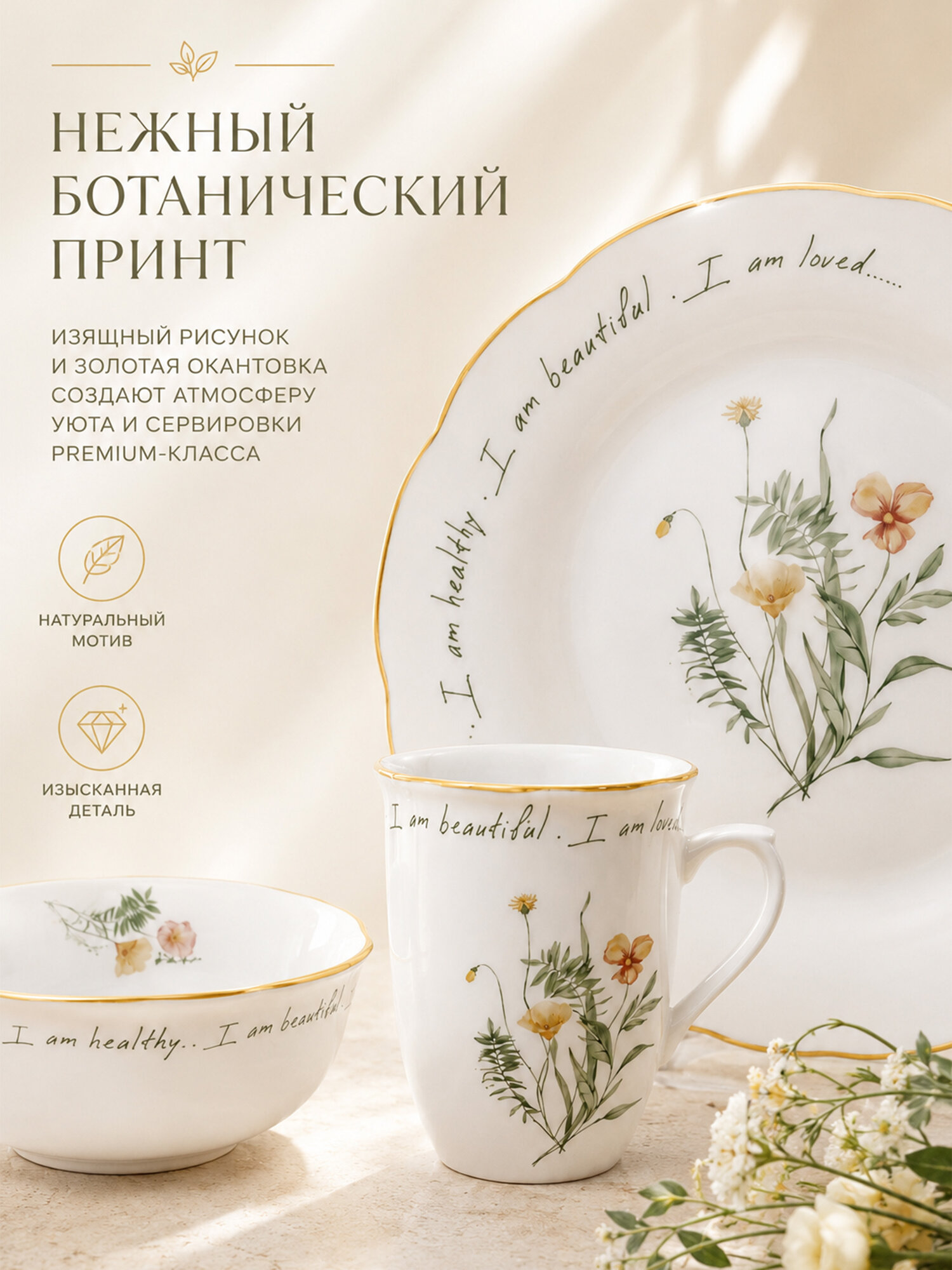 Набор столовой посуды, сервиз обеденный, набор тарелок 16 предметов, Good Sale "Гармония" — фото 1