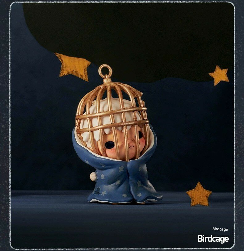 Pops Protect Series Hirono 6th Generation Pop Mart Collectible Figure - Birdcage, 12 см высотой, коллекционная фигурка