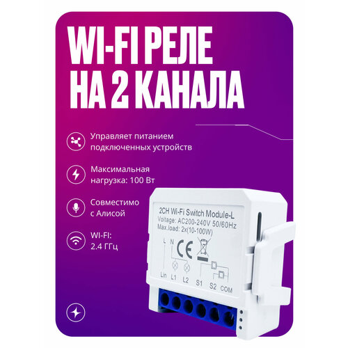 фото Умное реле wi-fi, на 2 канала, без нуля, контроллер в корпусе izba tech