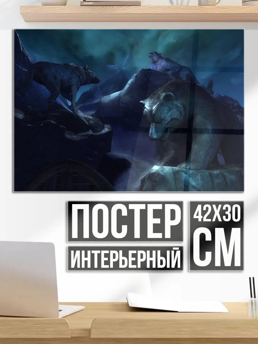 Плакат постер Волки в ночи
