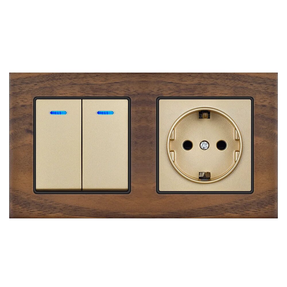 Розетка SRAN 16А 250В EU 2Gang LED