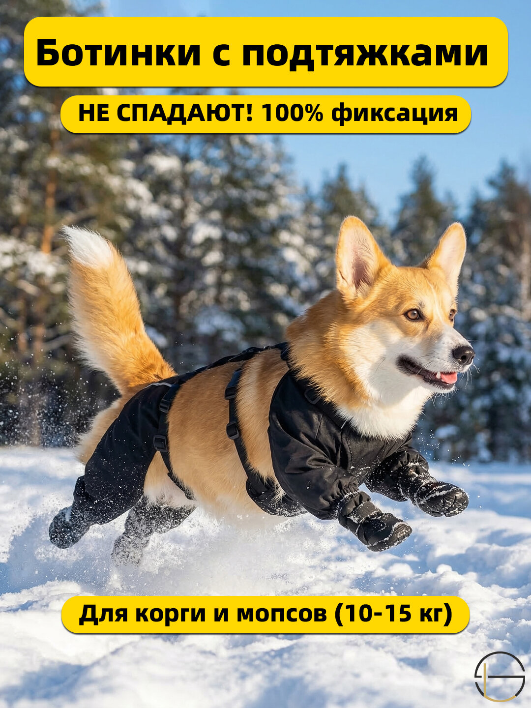 Анатомическая шлейка для собак средних пород (корги, французский бульдог), размер L