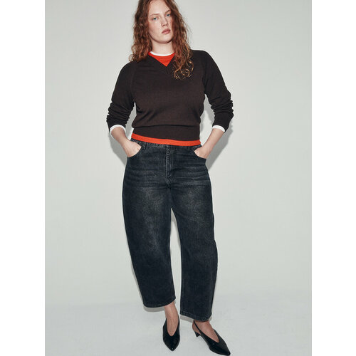 фото Джинсы широкие befree plus size, размер xl/170, темно-серый деним