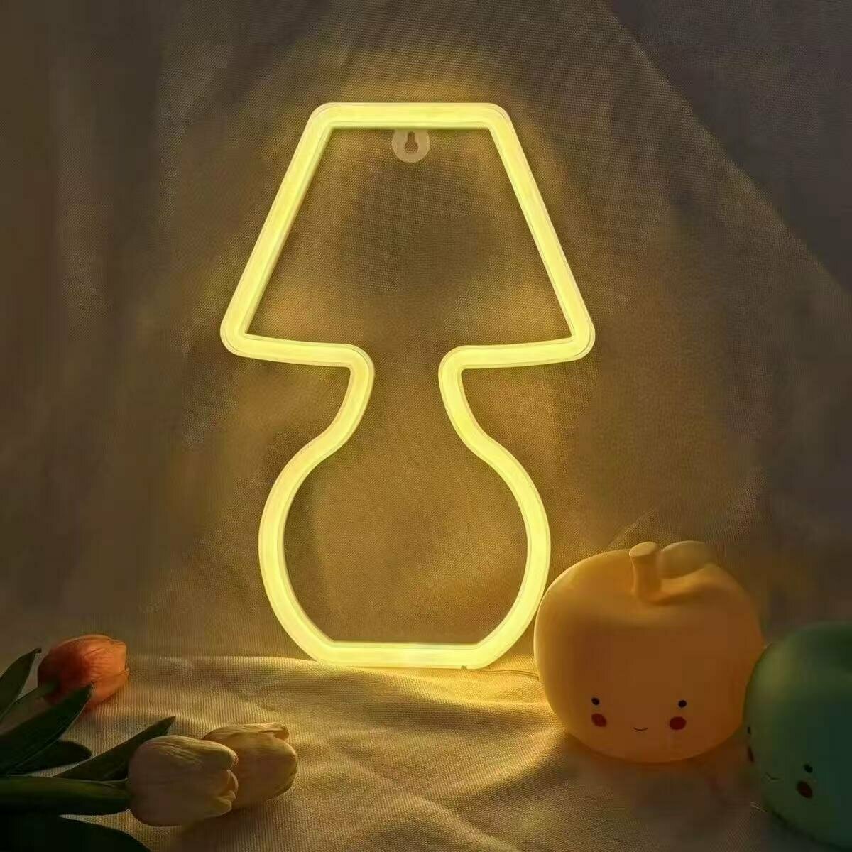 Неоновый LED светильник "Огонь"，LED, декоративный ночник, USB, атмосферная лампа, однотонный,