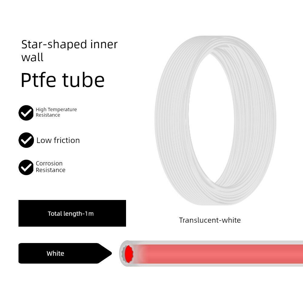 Низкоомная птфе трубка для 3D принтера P1 X1 A1 A1mini AMS, звездная трубка из тефлона, 1 метр, прозрачно-белый