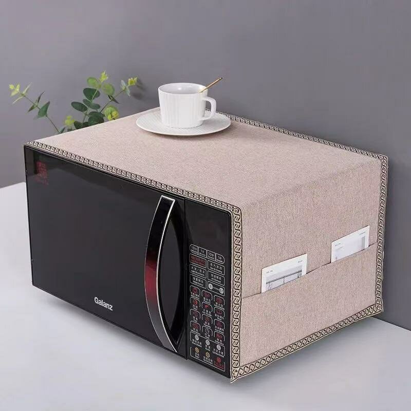 Тканевый пылезащитный чехол для микроволновки - Кофейный, 35x100 см, стиральный и многоразовый для кухонной техники