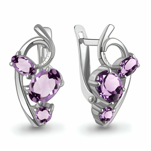 фото Серьги яхонт, серебро, 925 проба, аметист, , фиолетовый