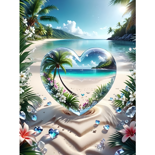 фото Алмазная мозаика на подрамнике 40x50 см. boomboomshop "сердце на песчанном пляже" boomboom shop