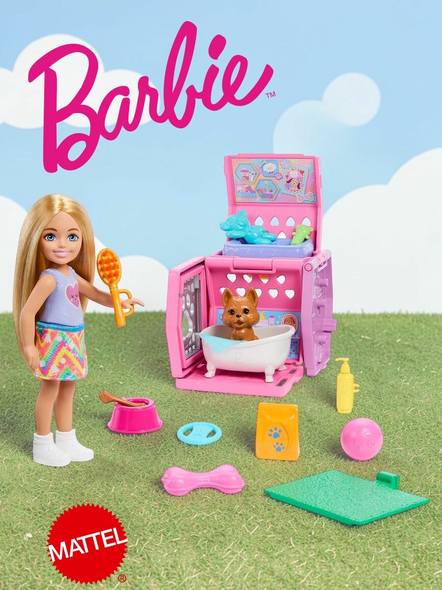 Мини кукла Barbie Family Frends JDF89 Челси - уход за питомцами Mattel
