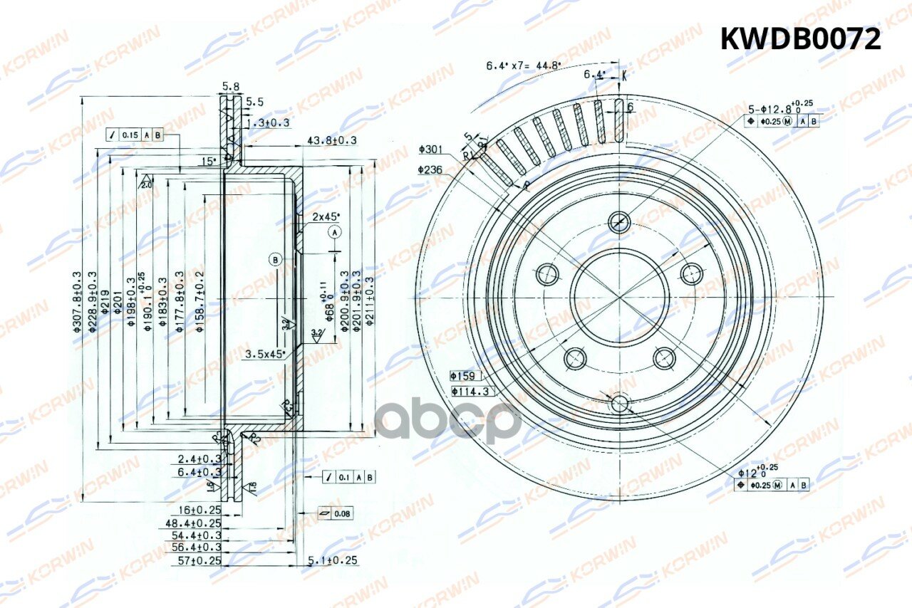 Диск с покрытием задний NISSAN MURANO/INFINITI FX35/FX45 05- KORWIN арт. KWDB0072