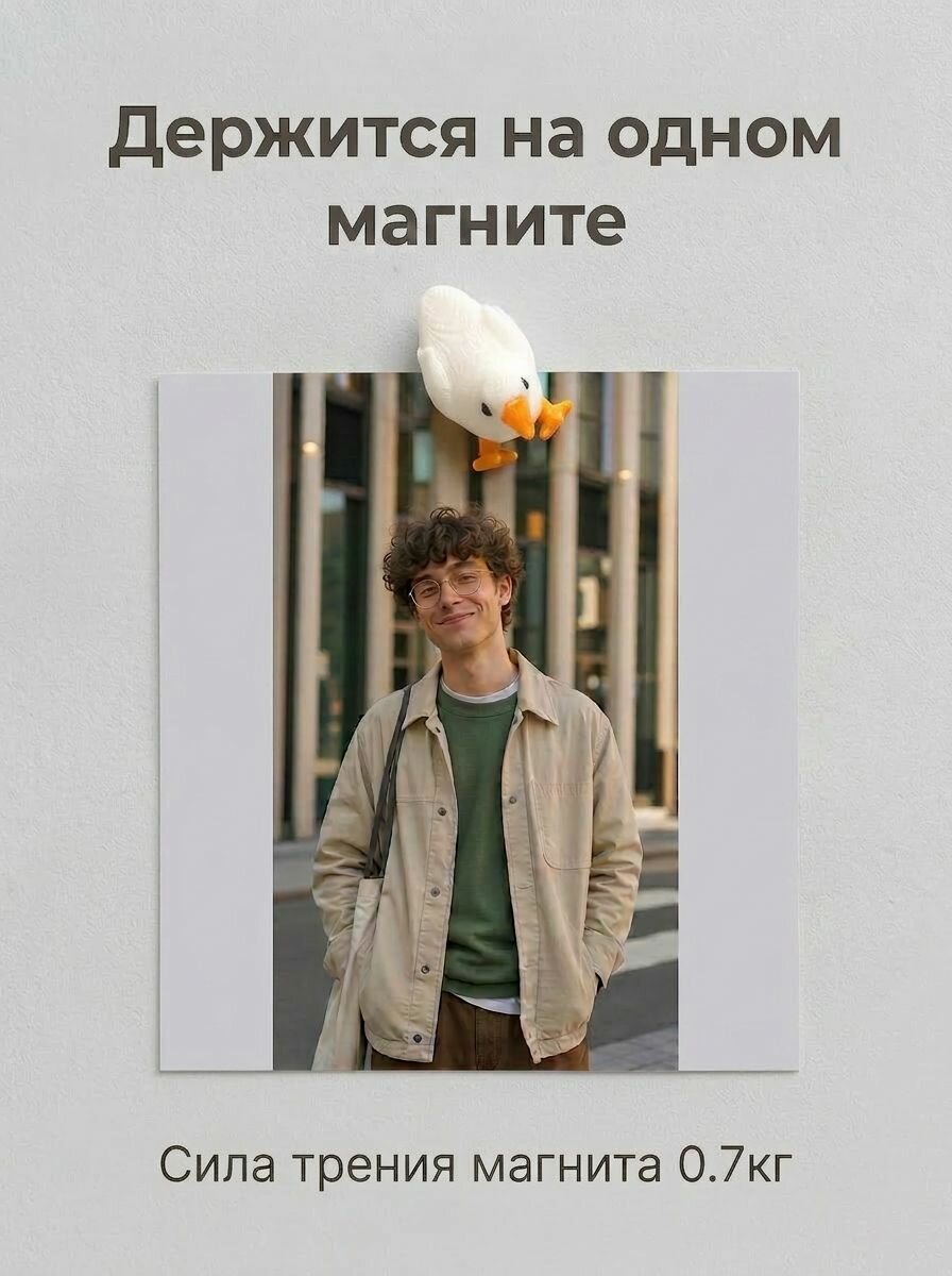 Магниты на холодильник Гусята. Набор 5 шт. Декоративные мини магниты для фото и заметок в виде гуся 3D — фото 1