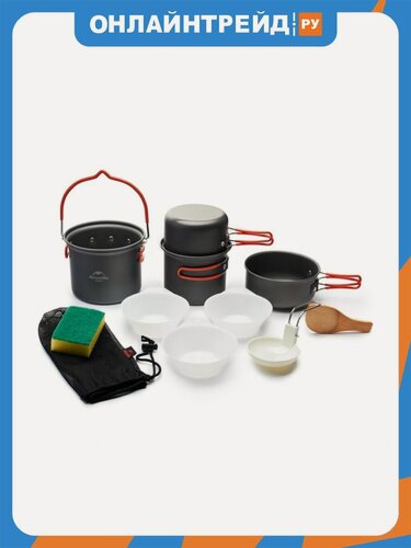 Изображение товара Набор посуды Naturehike 4 в 1 NH18T018-G, 2 кастрюли с крышками и тарелками