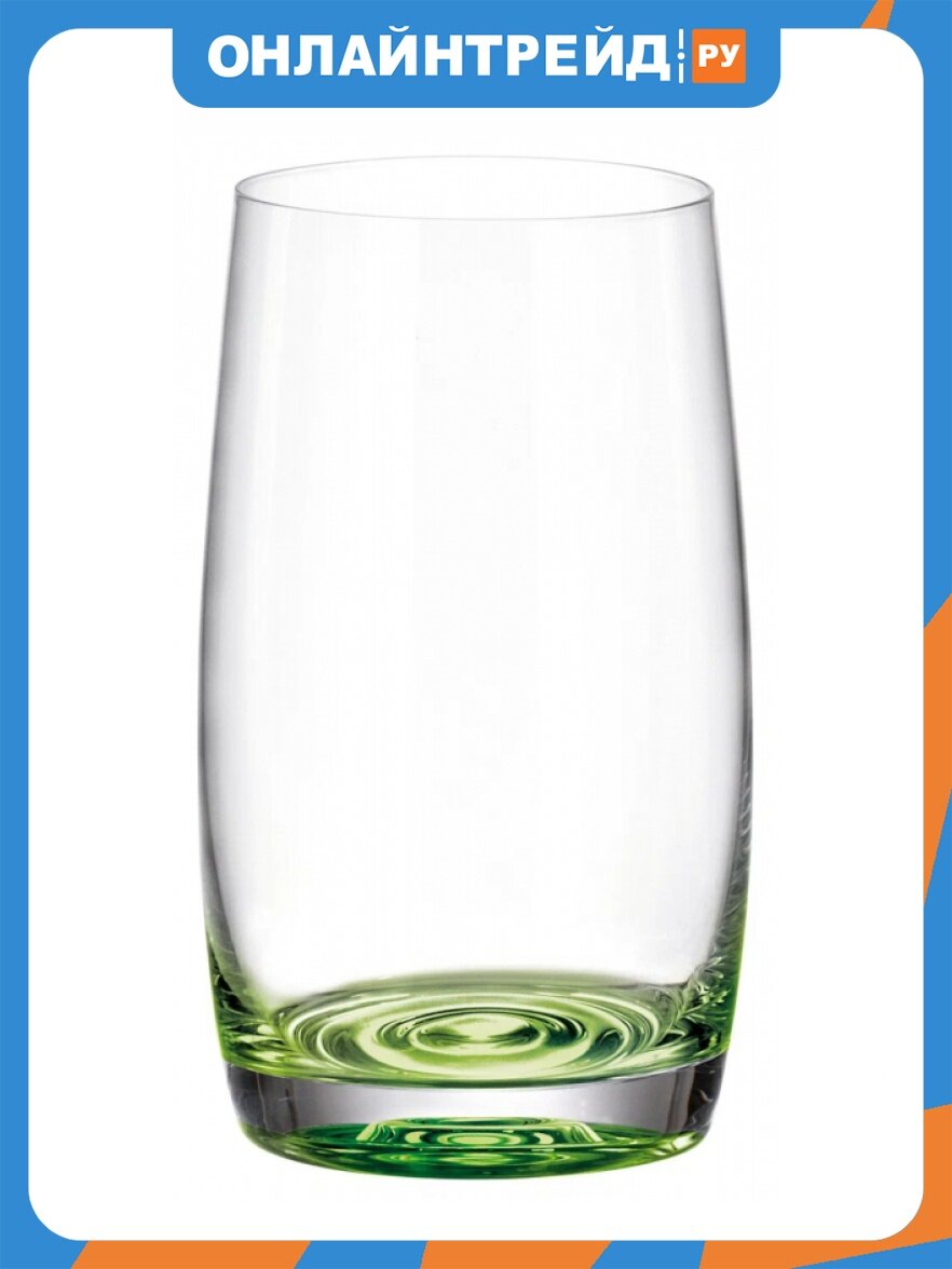 Набор стаканов для воды Crystal Bohemia "PAVO AQUA" green, 250 мл (набор 6шт)