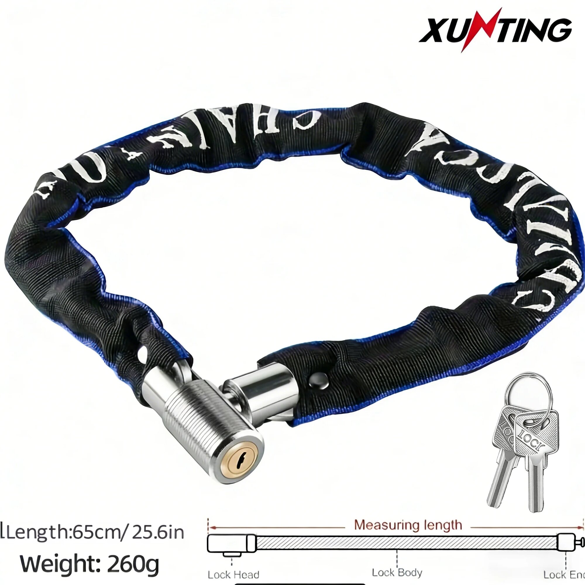 Портативный велозамок XUNTING 65см
