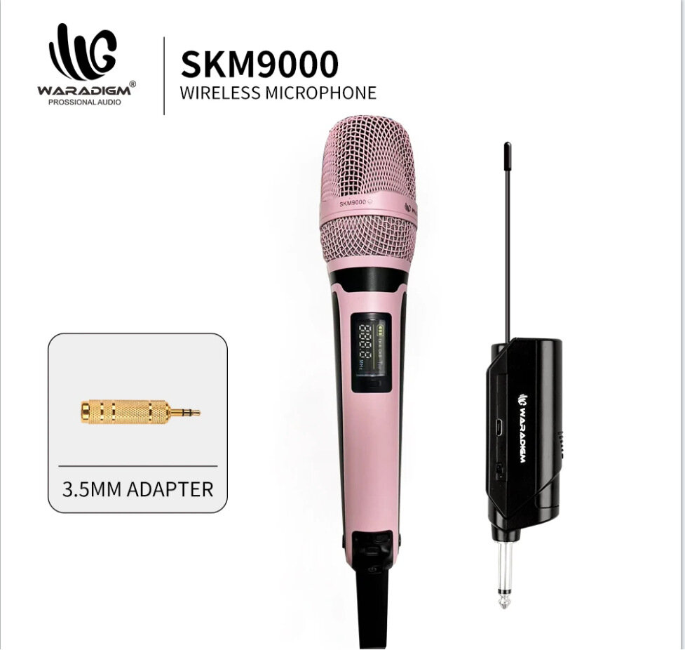 SKM9000 беспроводная система микрофона UHF с одним передатчиком и двумя приемниками, светло-розовый цвет, для сцены и