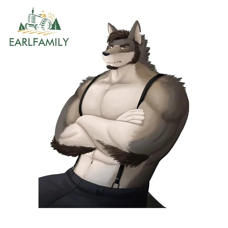 EARLFAMILY Furry Strong Wolf виниловая наклейка для автомобиля автомобильные аксессуары для ноутбука зеркало заднего вида наклейка кондиционер индивидуальный декор