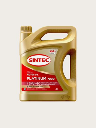 Изображение товара Моторное масло Sintec PLATINUM 7000 5W-40 A3/B4 синтетическое 4 л