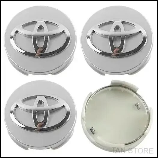 Колпачки ступицы 62 мм для Toyota Corolla Yaris C-HR RAV4 Highlander Avalon Camry - центральные заглушки дисков, комплект 4 шт.