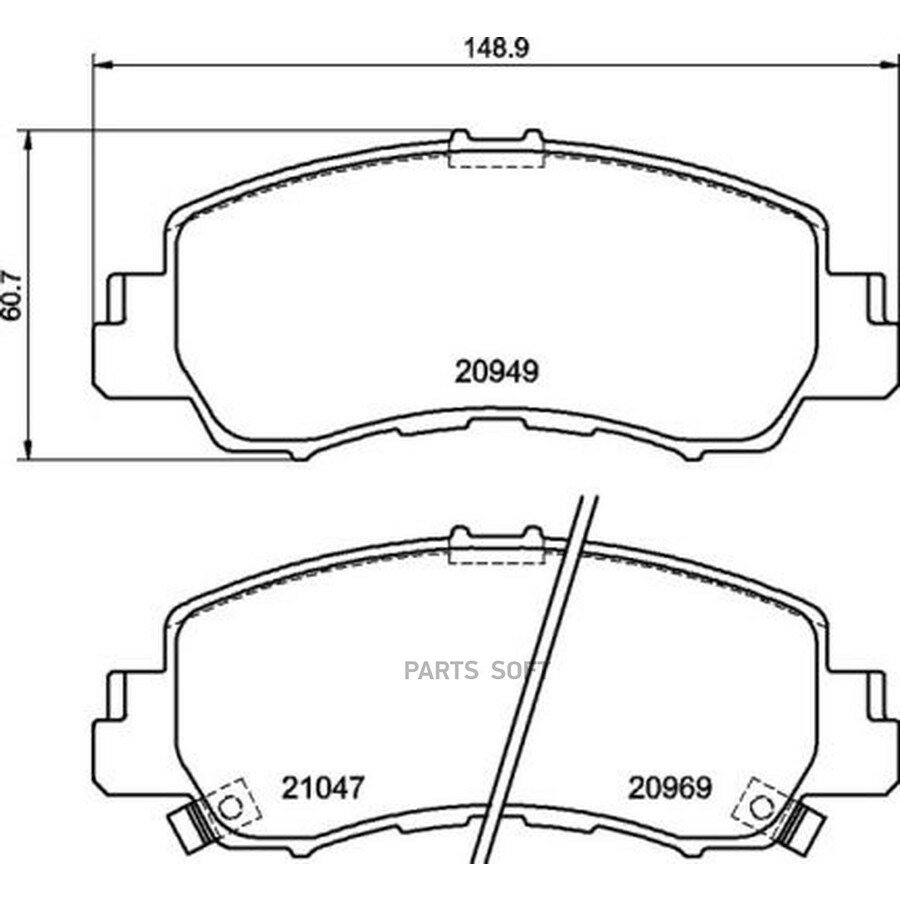 Колодки тормозные дисковые передн. MITSUBISHI ECLIPSE CROSS (GK_) 10/17-> / MITSUBISHI (GAC) ECLIPSE BREMBO P54061