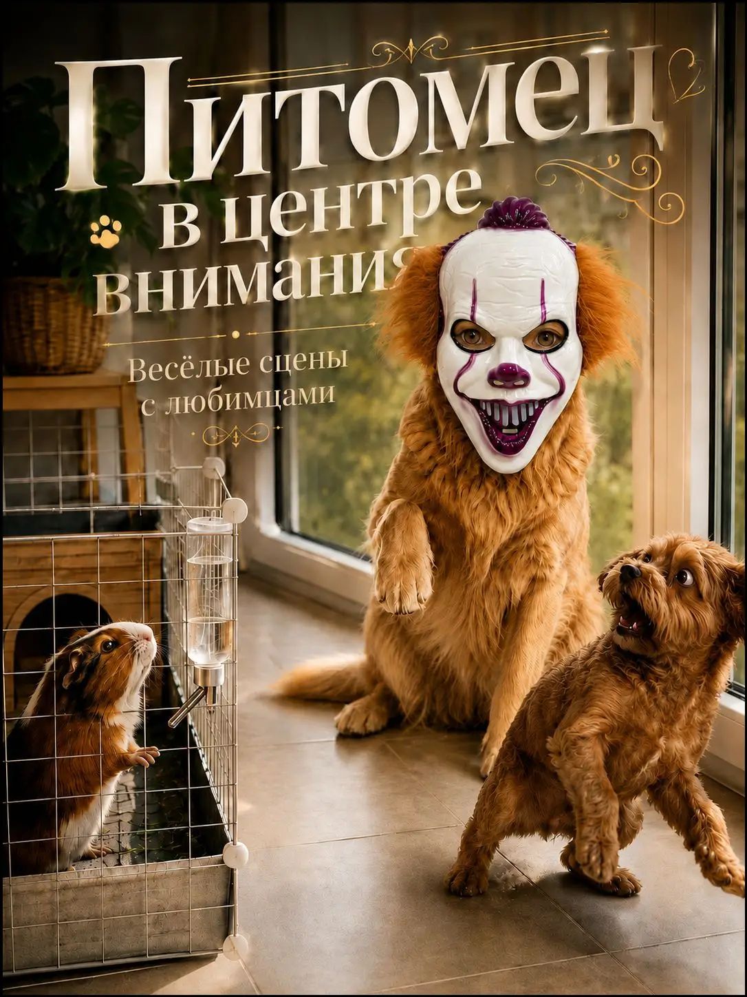 Маска клоуна для собак и питомцев, красная маска для фото, видео и домашних розыгрышей, аксессуар для животных