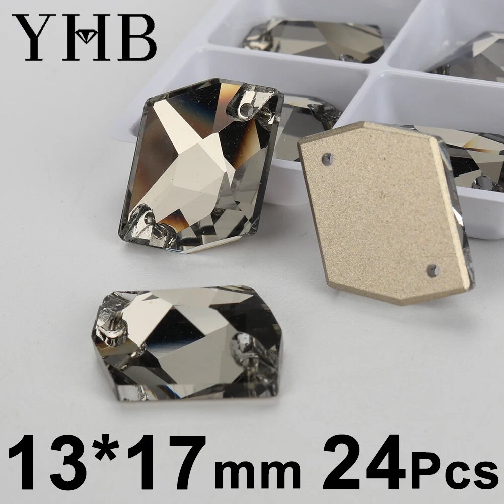 Стразы YHB T215 Black Diamond Rolivi для одежды Comsic 13X17mm