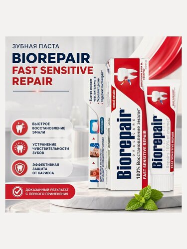Изображение товара Зубная паста для чувствительных зубов Biorepair Fast Sensitive Repair, 75 мл