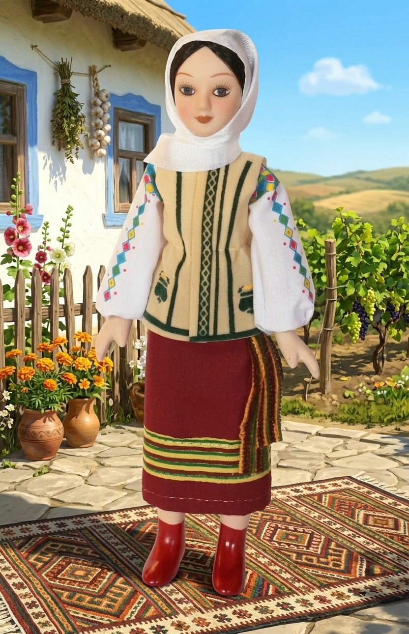 Кукла коллекционная в молдавском летнем костюме