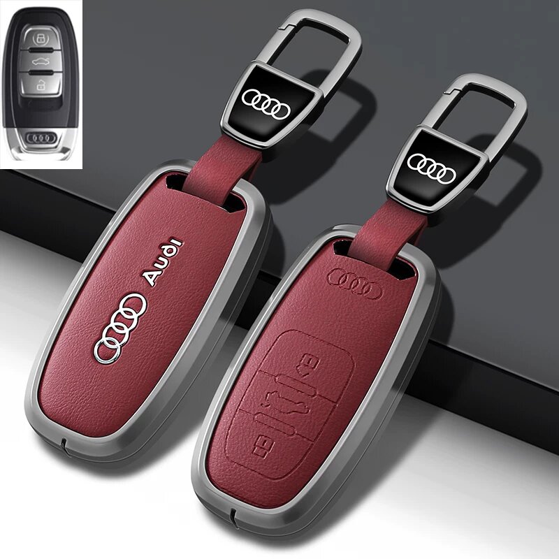 Audi Чехол для ключа Модель B Вулканический красный Металлическая застежка для A3 A4L A6L A7 Q5 Q7 Q8 Q4 e-tron