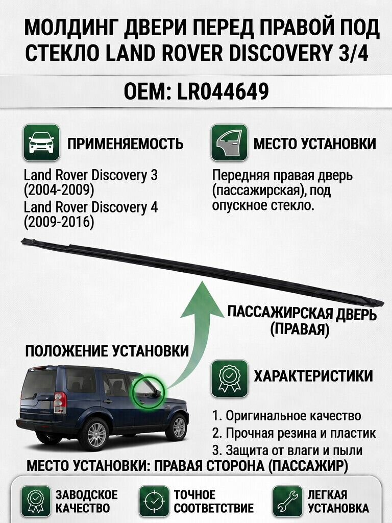 Молдинг двери перед правой под стекло Discovery 3 4 LR044649