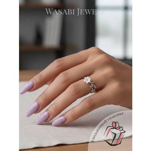 фото Кольцо переплетенное wasabi jewell, искусственный камень, размер 17, серебристый