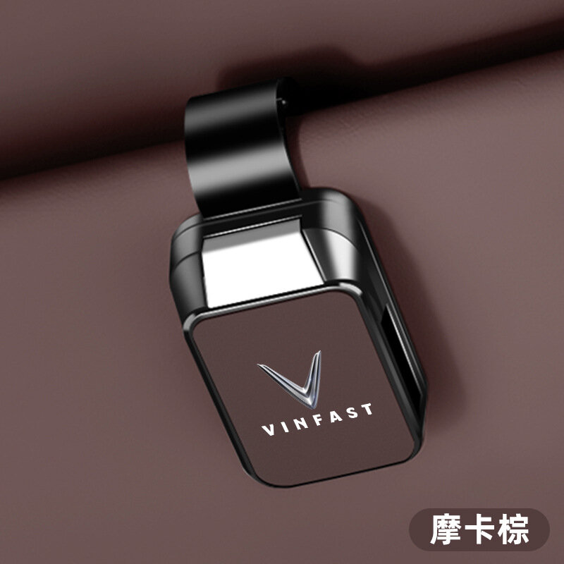 VINFAST автомобильный держатель для солнцезащитного козырька солнцезащитные очки клип кожаный стиль мокко коричневый