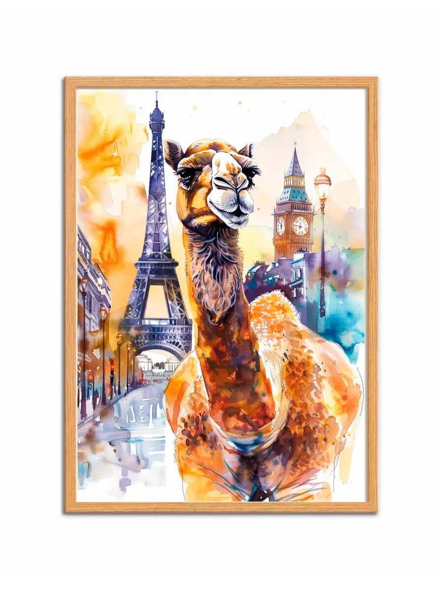 Верблюд Пьет Виски 5, Плакат 30x42см