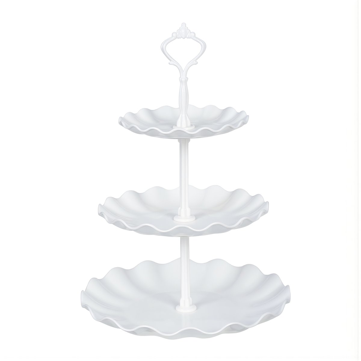 Трехуровневая подставка для десертов пластиковая белая с золотой оправой для тортов фруктов на праздник свадьбу день рождения для сервировки стола